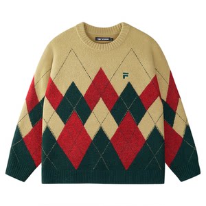 FILA FUSION Fila trendy brand women's knitted sweater 2025 winter new couple style casual round neck sweater for men