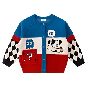 
dudujia children's sweater autumn girls knitted cardigan thin boy top round neck baby children's clothing cute