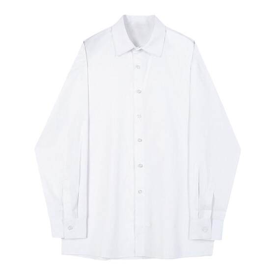 Advanced sense of handsome and handsome suit with long -sleeved shirt men's spring and autumn casual loose white shirt coat men