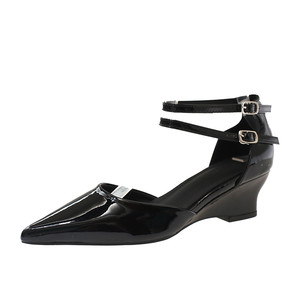 
Baotou Sandals Red Pointed Toe Wedge High Heels Women's 2026 Spring New Temperament Fashion Sexy Mary Jane Shoes