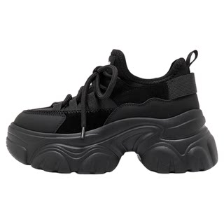 LeeCooper black dad shoes for women 2025 new thick-soled sports and casual shoes