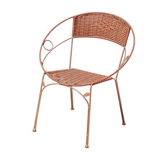 
Rattan chair leisure back chair iron woven balcony chair adult garden stool reinforced armchair plastic stool circle chair