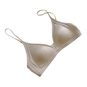 
Kbra super invisible! Liquid foundation seamless underwear women's summer spaghetti straps deep V triangular cup small chest no rim bra