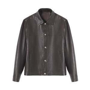 
[Retro Leather Jacket] VICUTU Men's Leather Jacket Comfortable Sheepskin Lapel Motorcycle Suit Business Casual Men