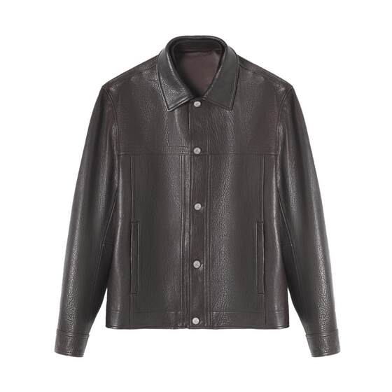 
[Retro Leather Jacket] VICUTU Men's Leather Jacket Comfortable Sheepskin Lapel Motorcycle Suit Business Casual Men