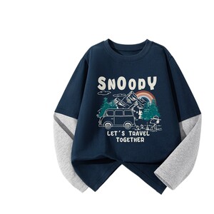 
Snoopy boys long-sleeved T-shirt 2026 new tops medium and large children's cotton pullover autumn children's bottoming shirt