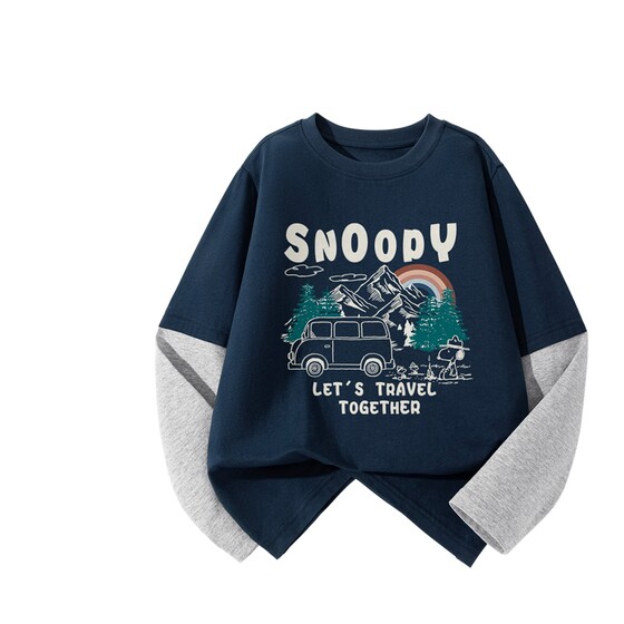 
Snoopy boys long-sleeved T-shirt 2026 new tops medium and large children's cotton pullover autumn children's bottoming shirt