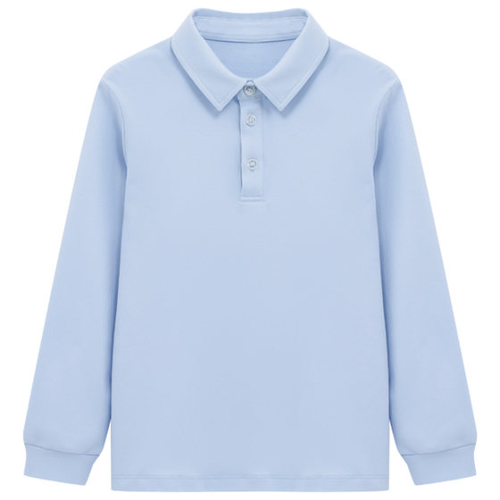 
euv children's polo shirt boys' long-sleeved t-shirt girls' bottoming shirt pure cotton lapel top school uniform white shirt