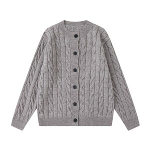 
Dream made American old money style Henry collar cardigan sweater men's spring lazy style twist knitted sweater