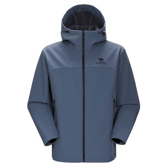 
Camel outdoor charge soft shell jacket men's 25 autumn and winter velvet hooded jacket windproof waterproof hiking suit