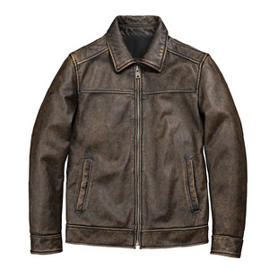 
Men's top layer cowhide genuine leather leather jacket retro old short pure leather jacket slim motorcycle jacket 2025 new