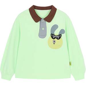 
woobaby children's long-sleeved polo shirt T-shirt collar boys and girls autumn outing inner wear