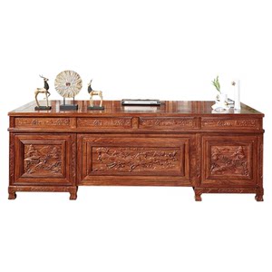 
Mahogany desk desk Chinese style solid wood desk bookcase combination home executive desk and chair combination boss desk