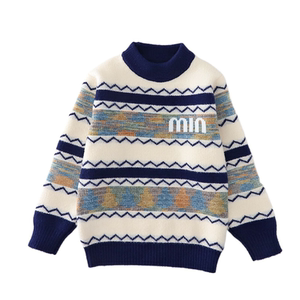 
Medium and large children's sweaters boys winter thickened sweaters boys striped 2025 winter clothing new non-balling warm clothes