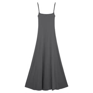 
Real shot of 2026 spring and summer new dance black and gray simple and slim style suspender ruffled women's suspender dress