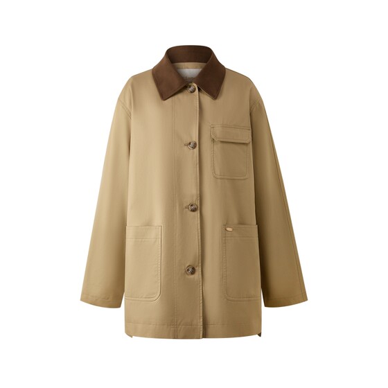 [100% Cotton] Eland Windbreaker Women's Lapel Long Sleeve Raglan Sleeve Commuting Jacket New Winter Style