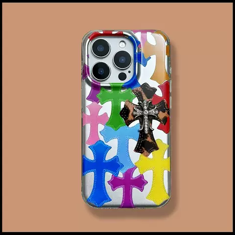 Chrome Hearts 3D Cross Stitch Bling Phone Cases For Girls -Pro/Plus/Max/Air  – iPhone 17,  iPhone 16, iPhone 15, iPhone 14, iPhone 13