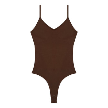 
Customized concealed button design slimming one-piece bodysuit