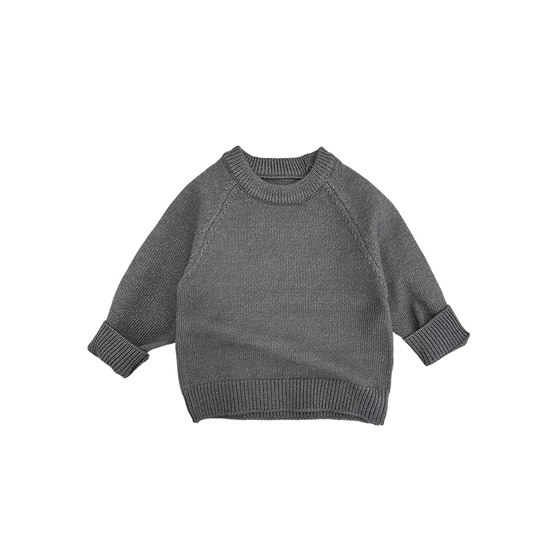 
Korean boy sweater spring outfit new fashionable baby girl solid color round neck sweater autumn baby versatile top