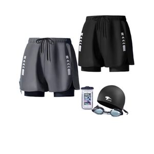 Swimming trunks for men to prevent awkwardness 2024 new quick drying large flat angle swimsuit, professional hot spring swimming full set of equipment