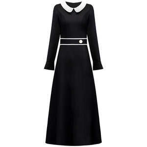 
Baby collar dress for women in autumn and winter 2025 new small fragrance style long base skirt to make you look slim and age-reducing waist-hugging A-line skirt
