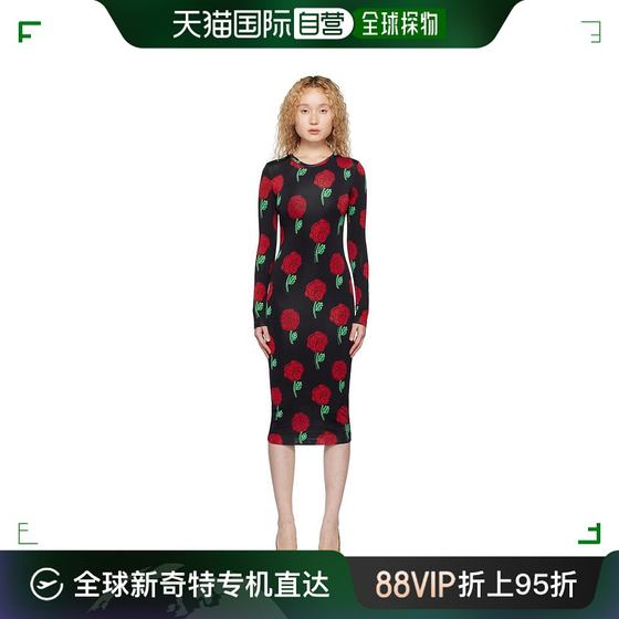 versace 女士 连衣裙范思哲牛仔针织长裙玫瑰中长