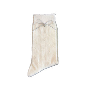 
White lace socks women's mid-calf socks summer thin cotton socks bow jk girls ballet style pile stockings