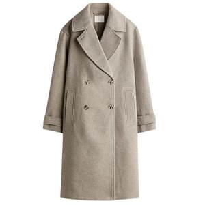 
HM women's woolen coat winter British style double-breasted long paper man coat 1300545