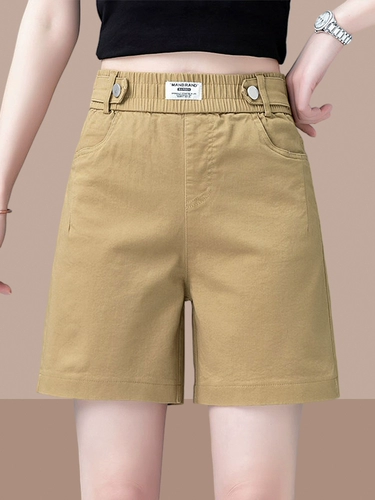 Хаки шорты, тонкие шелковые штаны для отдыха, свободный прямой крой, А-силуэт