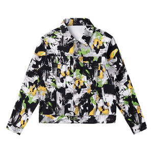 
Yuxi European and American men's handmade paint camouflage denim jacket fashion versatile casual jacket top coat 105