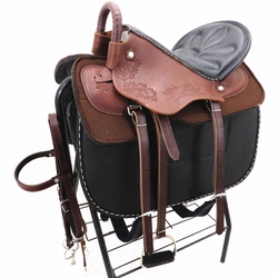 Horse Saddle Complete Set Of Harness Cowhide Print Malaysian Tourist Saddle Pony Pony Equestrian Supplies Saddle Cushion