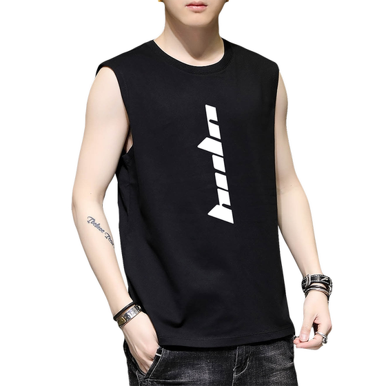 
Pure cotton sleeveless t-shirt men's summer thin casual sports fitness vest pink waistcoat basketball top for outer wear