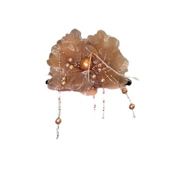 Peony Feather Tassel Clip Women's 2025 New Hairpin Back Head Show Hair Volume Shark Clip Haircard Headdress