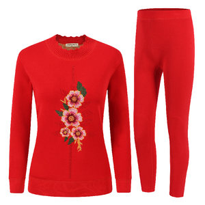 
Year of the Horse zodiac year clothes red mother's clothing plus velvet for middle-aged and elderly people 2025 fashionable women's suit underwear autumn and winter