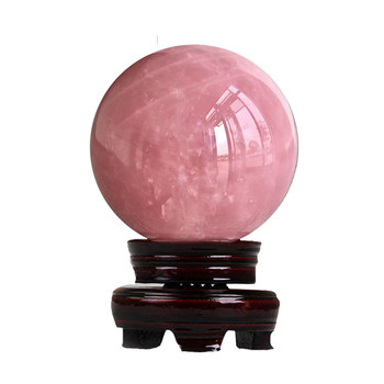 Genuine raw mineral powder crystal ball, natural pink crystal ball, seven-star array ornaments, single men and women, married peach blossom stones