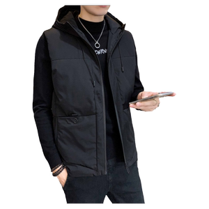 
Men's vest hooded autumn and winter large size Korean style trendy and handsome warm down cotton vest plus velvet thickened jacket