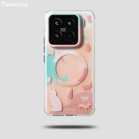 Tastecase Pastel Cat & Dog Cartoon Silhouette MagSafe Phone Case for 15