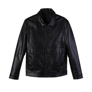 
New Haining Sheep Leather Jacket Men's Short Lapel Motorcycle Leather Jacket Korean Style Casual Slim Jacket Autumn and Winter