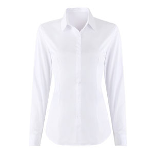 
2026 Spring and Summer White Shirt Women's Long Sleeve Loose Twill Professional Workwear Large Size Non-Iron Short Sleeve Bottoming Top