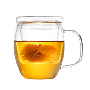 Tea cup Tea water separation cup, tea glass glass water cup Men's office, bringing hands with female flower tea filter tea ceremony cup