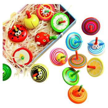 Wood rotating gyro toy new children manual manual
