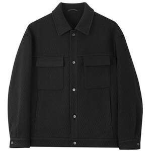 
MindBridge men's lapel wool coat textured top 2026 spring black short woolen coat