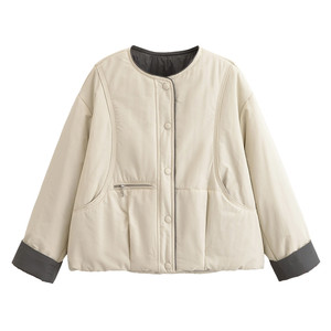 
YIHE/2025 Autumn and Winter [Round Neck Padded Jacket] Casual Short Women's Cotton Jacket Cool Trendy Women's Cotton Jacket