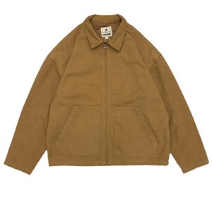 
Heavy canvas work jacket men's cotton Ami khaki American retro zipper large size loose coat autumn and winter women