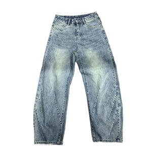 
Men's 2025 autumn handsome American retro scimitar jeans casual loose Korean fashion straight pants