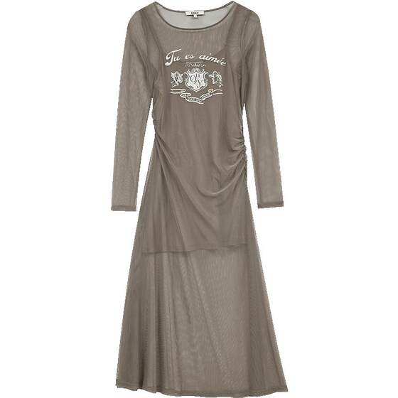 
[ONLY Ole] Spring new sexy hot girl letter printed mesh long skirt slim suit dress for women