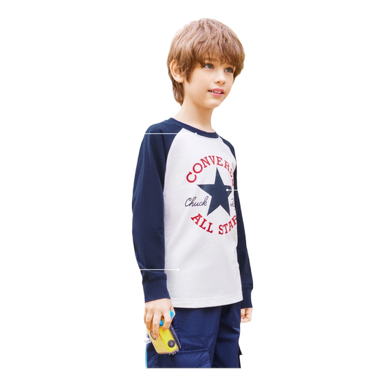 
Converse children's clothing boys' long-sleeved T-shirts teenagers new girls' clothing tops medium and large children's bottoming shirts