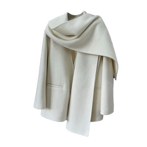 
Scarf double-sided wool coat for women short 2025 autumn and winter new Korean style fashion V-neck temperament woolen jacket