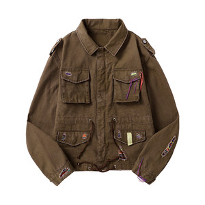 
Yuxi original design high-quality men's denim jacket fashionable and old versatile casual jacket top 3609