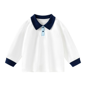 
Children's polo shirts long-sleeved T-shirts boys' lapel tops preppy style girls spring baby clothes spring sweatshirts